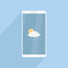 weather forecast on mobile phone. vector illustration.