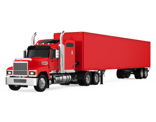 Wall Mural - Red Trailer Truck Isolated