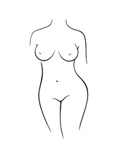 Nude Female Figure Line Drawing