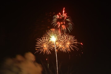 fireworks explosive on dark sky in night