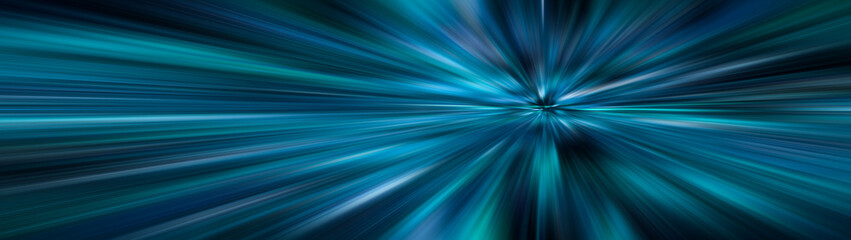 Sticker - panoramic abstract big data, speed, colorful fibers, rays background in blue color. 3d tunnel illust
