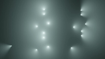 Wall Mural - pattern of stage spot lights flashing on black background. 3d rendering vj loop motion animation.