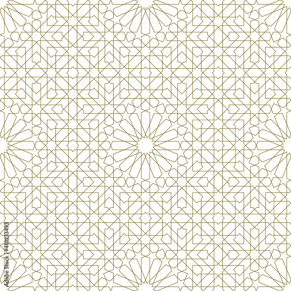 Background seamless pattern based on traditional islamic art.Brown ...