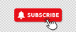 Red button subscribe of channel. Vector illustration