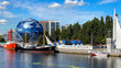KALININGRAD, RUSSIA. The Pregolya River with an exposition of the Museum of the World Ocean on the shore