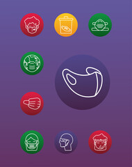 Poster - bundle of nine medical face masks icons