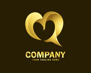 Poster - luxury gold love chat logo design template