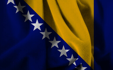 Flag of Bosnia and Herzegovina with on velvet fabric