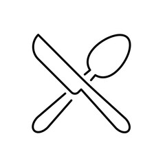 Canvas Print - Outline, simple vector spoon and knife icon isolated on white background.