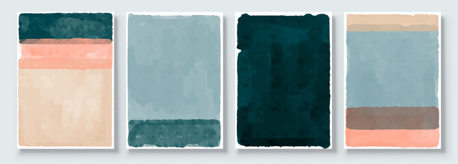 Canvas Print - Set of Abstract Hand Painted Illustrations for Postcard, Social Media Banner, Brochure Cover Design or Wall Decoration Background. Modern Abstract Painting Artwork. Vector Pattern