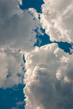 Beautiful Thunderous Clouds In Blue Sky Before Thunderstorm, Vertical Pic