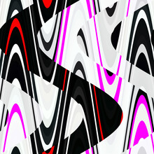 Pink Black Waves Geometries, Seamless Pattern With Stripes