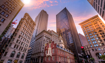 Wall Mural - Massachusetts Old State House in Boston historic city center, located close to landmark Beacon Hill and Freedom Trail.