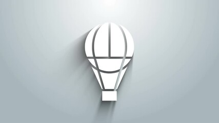 Sticker - White Hot air balloon icon isolated on grey background. Air transport for travel. 4K Video motion graphic animation