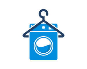 Poster - Washing machine with hanger laundry logo