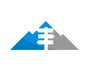 Sticker - Mountain with wooden arrow direction in the middle