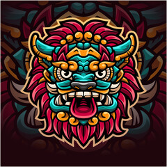 Sticker - Barong head mascot logo design