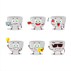 Sticker - Plastic bowl cartoon character with various types of business emoticons