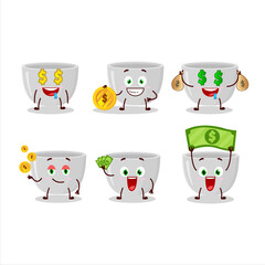 Sticker - Plastic bowl cartoon character with cute emoticon bring money