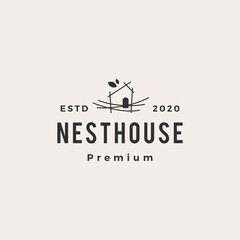 Wall Mural - nest house hipster vintage logo vector icon illustration