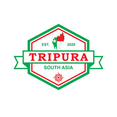 Wall Mural - Tripura Map Vector , India Logo