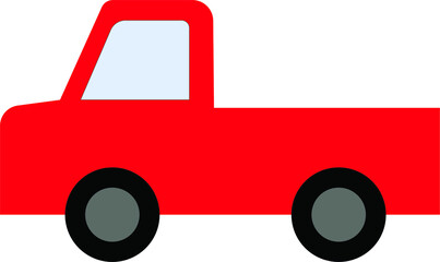 vector of baby pickup truck. red truck with black wheels and gray rims