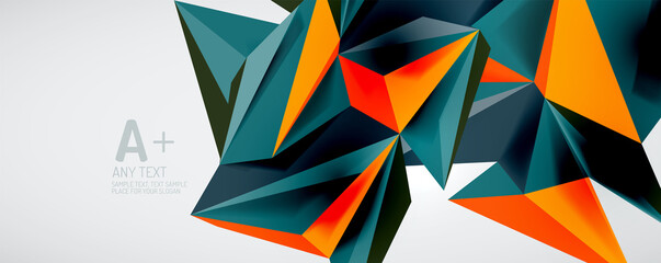 Vector triangle geometric backgrounds. Low poly 3d shape on light backdrop. Vector illustration for covers, banners, flyers and posters and other designs