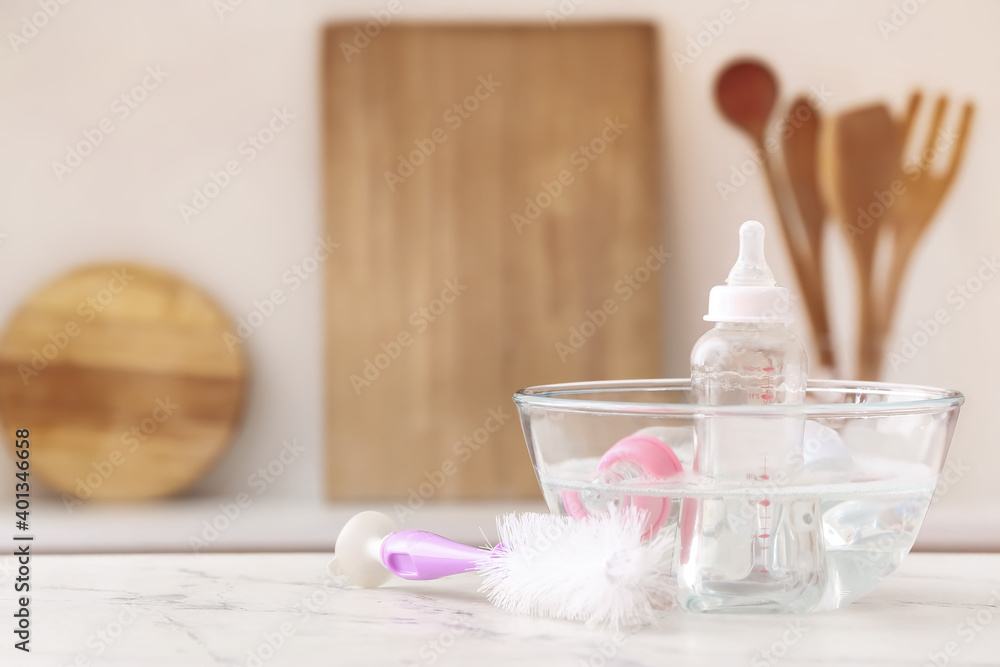 Cleaning of baby bottles at home