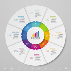 8 steps cycle chart infographics elements for data presentation. EPS 10.	
