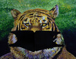 Bengal tiger  , panthera tigris , Oil paintings of tiger scared of COVID must wear masks every time.