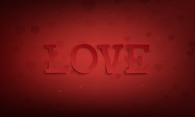 Wall Mural - Love. Abstract Valentines Day greeting card template on red background fith hearts.