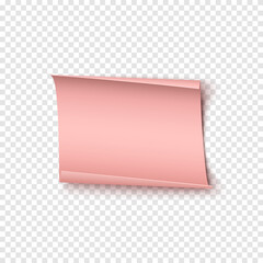 Wall Mural - Abstract pink realistic paper banner. Valentines day, birthday or other event greeting card template. Vector illustration.