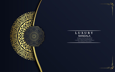 Luxury gold mandala ornate background for wedding invitation, book cover with mandala element style premium vector