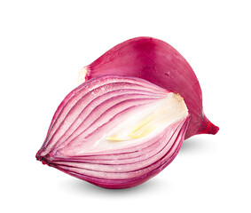 Wall Mural - Red sliced onion isolated on white background