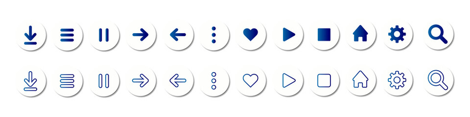 Wall Mural - vector icons set. ui icons. icons with vector shadow. for mobile, web, social media, business. vecto