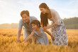 © Blue Jean Images - Happy young family having fun in wheat field