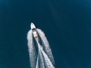 Wall Mural - Aerial view of speed boat.