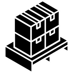 Sticker - editable glyph isometric design of pallet icon