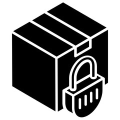 Sticker - 
Padlock with box, concept of locked parcel icon
