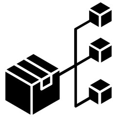 Sticker - package with nodes showcasing logistic network icon