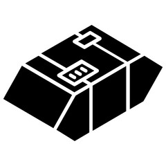 Sticker - 
Editable glyph design of parcel icon
