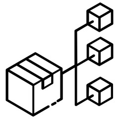 Sticker - package with nodes showcasing logistic network icon