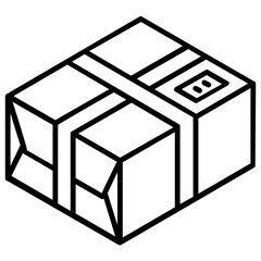 Sticker - 
Editable glyph design of parcel icon
