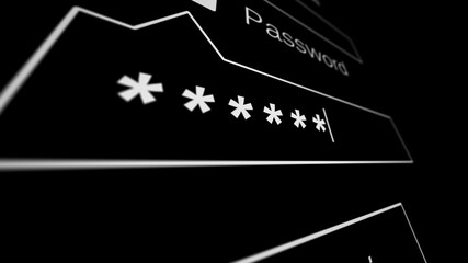 Wall Mural - entering password on a black page on the internet