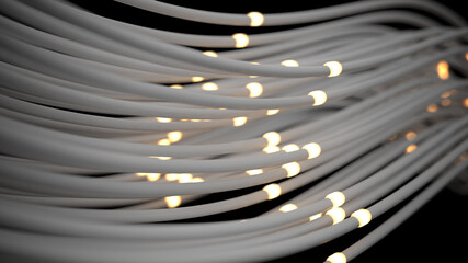 Wall Mural - 3d rendering of abstract white internet cables