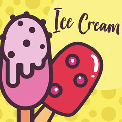 Canvas Print - ice creams with berries chips and sticks vector design