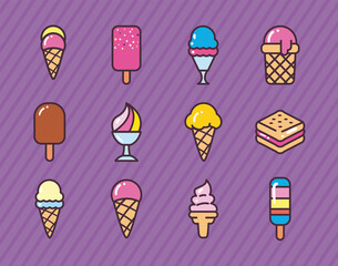 Canvas Print - Ice creams symbols collection vector design