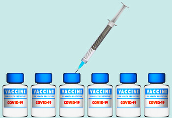 Coronavirus, pandemic, the end of the lockdown, the run-up to the vaccine. Research for the cure at Covid-19. Hope. Test and analysis. 3d render. Vaccine production and distribution