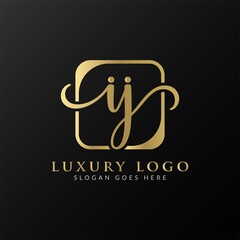 Initial IJ letter Logo Design vector Template. Abstract Luxury Letter IJ logo Design