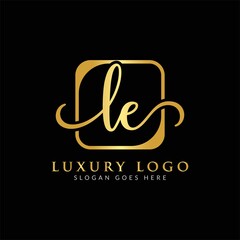 Wall Mural - Initial LE letter Logo Design vector Template. Luxury Letter LE logo Design